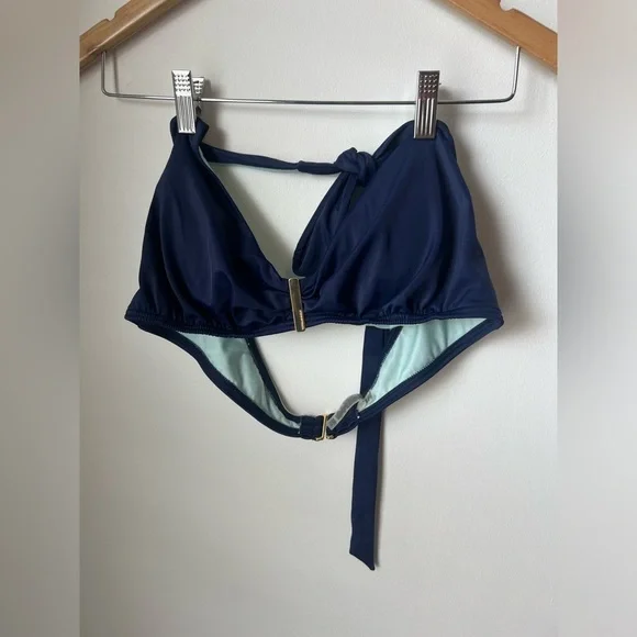 Victoria’s Secret Navy Blue Swim Suit Bikini Halter Top XL Removable Pads - Picture 1 of 6